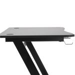 Secretária tipo gaming mesa de escritório com suporte para copos gancho e pés ajustáveis ​​120x65x74,5 cm preto