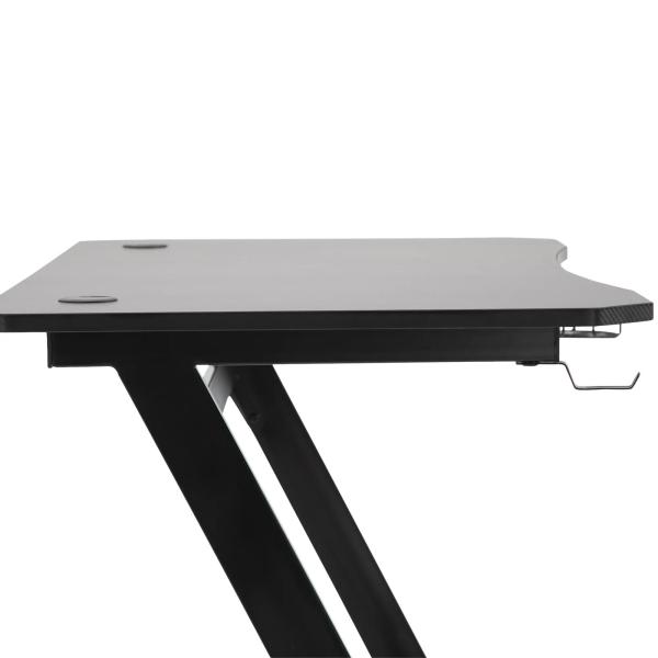 Secretária tipo gaming mesa de escritório com suporte para copos gancho e pés ajustáveis ​​120x65x74,5 cm preto