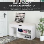 Banco Sapateira com Armazenamento Gaveta Prateleira e Assento Acolchoado para Entrada Estilo Moderno 80x30x47cm Branco