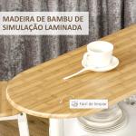 Conjunto de Mesa com 1 Gaveta 2 Prateleiras Cesta Removível e Suporte para Garrafas 119x38,5x88,5cm e 2 Bancos 29x29x55cm Branco
