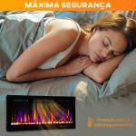 Lareira Elétrica Ultrafina de Parede e Embutir com Chama 3D Brilho/Velocidade Ajustável 12 Cores Pedras 900/1800W 106,7x9,4x47 cm Preto