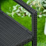 Banco Jardim Lounge Cadeira 2 Lugares Móveis para Jardim Exterior Terraço 2 Lugares Rattan Sintético Carga 320kg 122x60x87cm Estrutura Aço