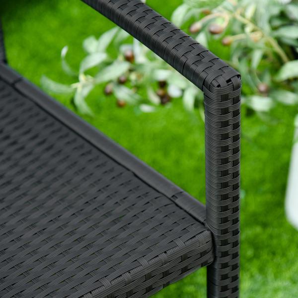 Banco Jardim Lounge Cadeira 2 Lugares Móveis para Jardim Exterior Terraço 2 Lugares Rattan Sintético Carga 320kg 122x60x87cm Estrutura Aço