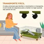 Gaiola para Pequenos Animais com Rodas, Bebedouro, Comedouro e Dispensador de Feno, para Coelhos e Porquinhos - da - Índia, 89x44x43 cm, Verde