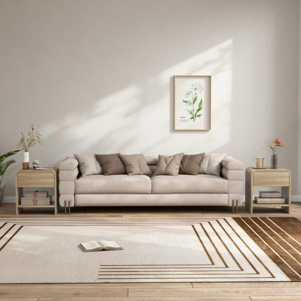 Conjunto de 2 Mesas de Cabeceira Nórdicas com Cantos Arredondados Gaveta e Prateleira Aberta 40x35x45 cm Madeira