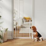 Barreira de Segurança para Cães 75 - 85 cm para Portas e Escadas, Dupla Direção, Duplo Bloqueio, Branco
