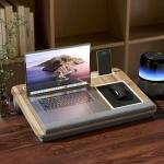 Suporte para Portátil com Amofada Ranhura para Tablet Almofada para Mouse Apoio para os Punhos Mesa para Portátil 55,5x37x9 cm Carvalho