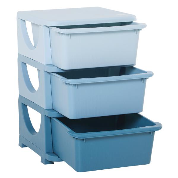 Organizador de Brinquedos Infantil para crianças acima de 3 anos com 3 Gavetas e Alças amplo espaço de armazenamento para Roupas Livros brinquedos 37x37x56,5 cm Azul