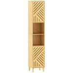 Coluna de Casa de Banho Estreita Armário de Casa de Banho Alto com Portas e Pés de Bambu 32x30x170 cm Madeira