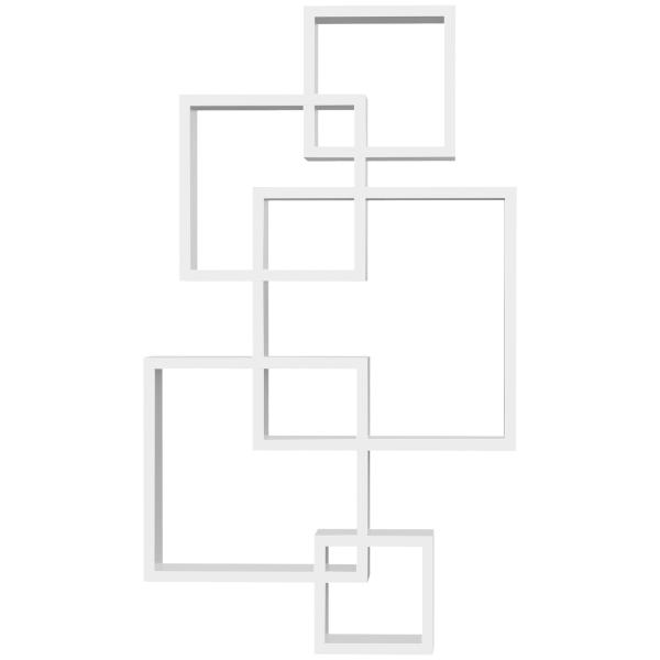 Estante de Parede com 5 Cubos Estante Flutuante de Madeira Estilo Moderno 49,5x10,2x86cm Branco