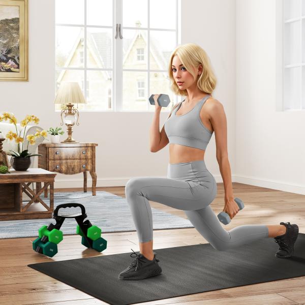 Conjunto de Halteres 2 x 3kg 2 x 4kg e 2 x 5kg Halteres Hexagonais com Suporte de Armazenamento para Treino Multicor