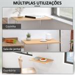 Mesa Dobrável de Parede Mesa Auxiliar Suspensa para Cozinha Sala de Jantar 60x40x20cm Madeira Natural