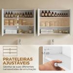 Armário Casa de Banho com Espelho e Luz LED Interruptor Tátil e Cor da Luz Ajustável 80x15x65 cm Branco Brilhante