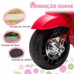 Moto Elétrica para Crianças de 3 - 6 Anos com Licença Vespa com USB MP3 Luz LED Rádio FM Velocidade 3 km/h Vermelho