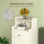 Cómoda com 3 Gavetas Cómoda de Quarto Estreita com Prateleiras Abertas Anti - Tombo Gaveteiro Alto 47x29x95 cm Branco Acinzentado