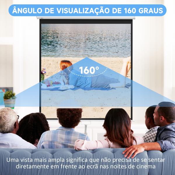 Tela de Projeção Manual de 85 Polegadas Tela de Projeção Portátil Formato 1:1 para Interior e Exterior 162,5x162 cm Branco Branco