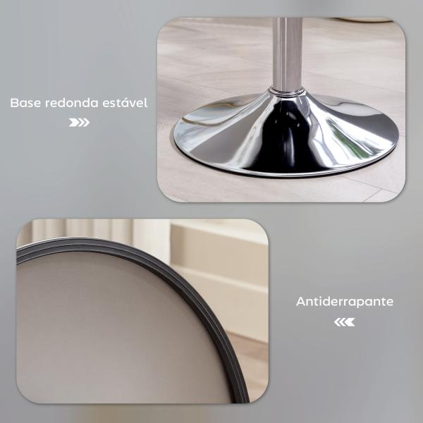 Banco de Bar Banco Alta de Cozinha Ajustável em Altura 52 - 66 cm Estofado em Veludo Giratória a 360° Cinzento