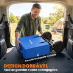 Carrinho de Transporte Dobrável com Toldo Removível e Alça Ajustável Capacidade 100 kg para Campismo 97x52x105 cm Azul