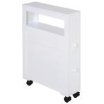 Armário Casa de Banho para Espaços Reduzidos com 4 Rodas Prateleira Aberta e Gavetas 16x52x71,5 cm Branco