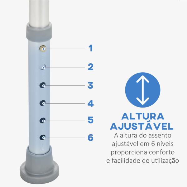 Cadeira para Duche Antiderrapante com Altura Ajustável 47x50x87 cm Branco