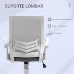Cadeira de Escritório Ergonômica Giratória com Altura Ajustável Apoio para os Braços Dobrável Suporte Lombar e Encosto Transpirável 62,5x55x94 - 104 cm Cinza