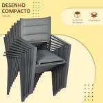 Conjunto de Jardim Refeição de 9 Peças com Mesa Extensível 8 Cadeiras Empilháveis 135 - 270x89x74cm Cinza