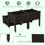 Conjunto de 4 Floreiras Quadradas Floreiras para Flores e Vegetais com Orifícios de Drenagem e Pés Altos 80x40x26 - 44 cm Marrom