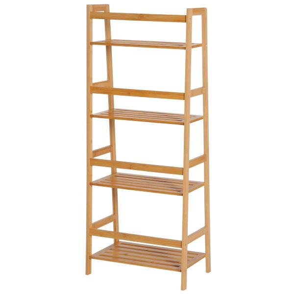 Estante de Bambu com 4 Prateleiras Estante em Forma de Escada para Sala de Estar Escritório 48x31,5x120 cm Madeira