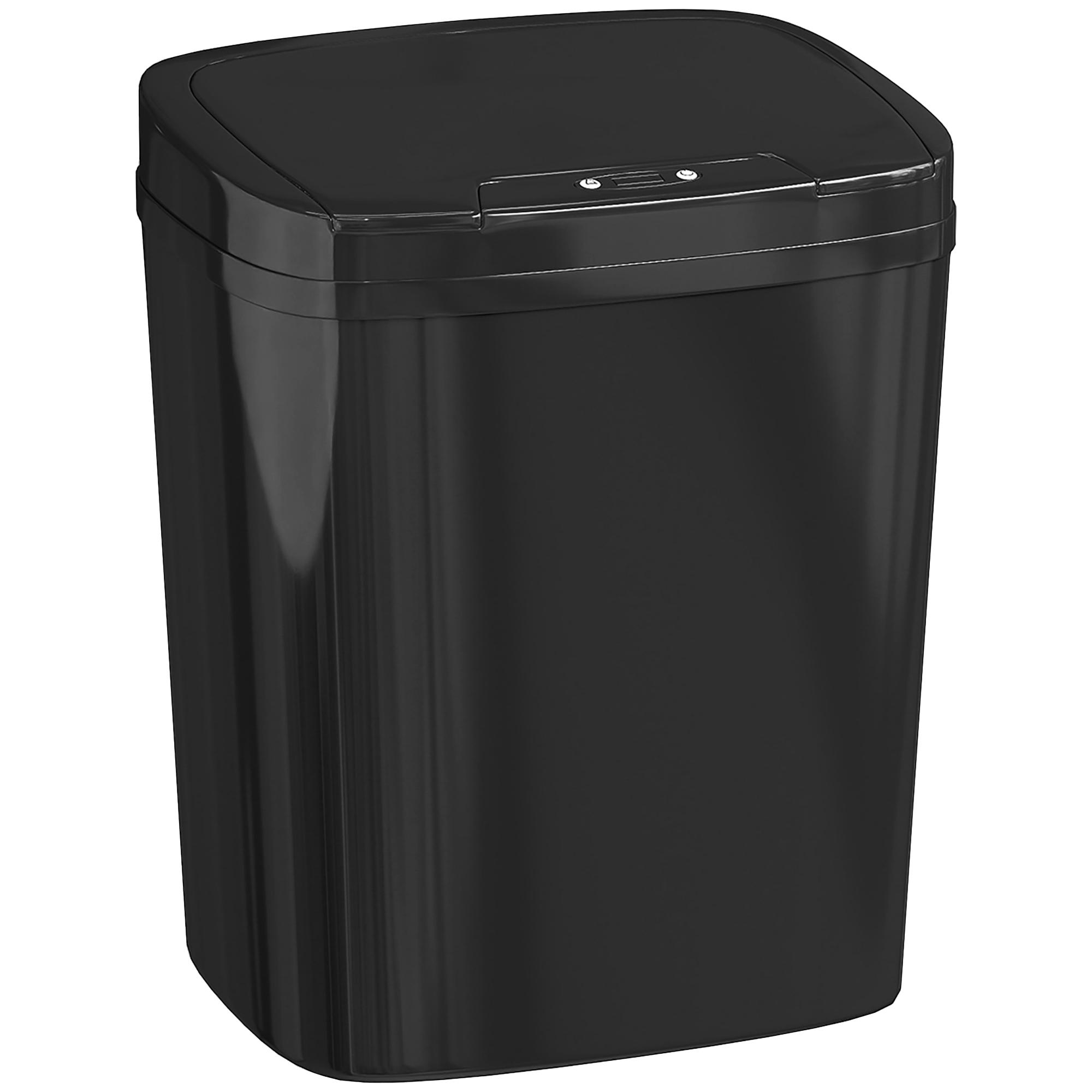 Balde de Lixo Automático 15L com Sensor Infravermelhos e Modo Manual Anel de Retenção Antimarcas 27,6x21,4x33,5 cm Preto