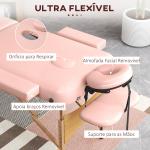 Marquesa de Massagem Dobrável Marquesa com Altura Ajustável Desenho Ergonómico 185x60x64 - 88 cm Rosa
