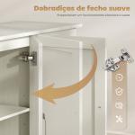 Aparador com 3 Portas Moderno para Sala de Estar com 2 Gavetas Prateleira Ajustável 120x38x79 cm Branco com Efeito Madeira