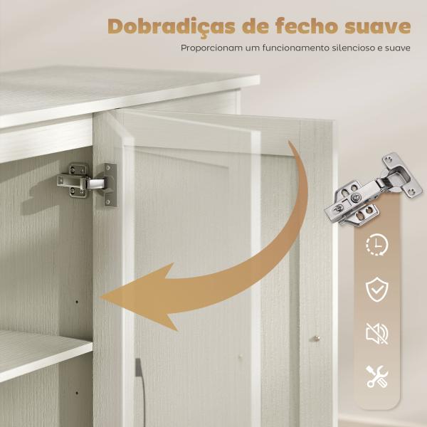 Aparador com 3 Portas Moderno para Sala de Estar com 2 Gavetas Prateleira Ajustável 120x38x79 cm Branco com Efeito Madeira