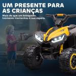 Quadriciclo Elétrico para Crianças de 3 - 5 Anos Veículo Eléctrico a Bateria 12V com 2 Motores 83x53x55,5 cm Amarelo