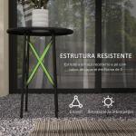 Mesa de Jardim Redonda Mesa de Varanda Ø40x50 cm com Pés Ajustáveis e Estrutura em Forma de X para Exterior e Interior Preto