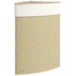 Cesto para Roupa Suja de Bambu de 55L com Tampa e Asa Saco Extraível e Lavável para Casa de Banho Quarto, 35x35x60 cm Creme