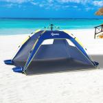 Tenda de Praia Dobrável Tenda de Campismo Pop - up para 1 - 2 Pessoas com Bolsa de Transporte 220x173x120 cm Azul Escuro