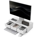 Suporte Elevatório para Monitor de Secretária com 3 Gavetas para PC e Portátil 51x24x13 cm Branco