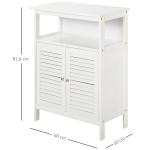 Armário Casa de Banho com 2 Portas Persianas e Compartimento Aberto Desenho Moderno 60x30x81,6 cm Branco