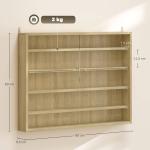 Vitrine de Parede de Madeira com Prateleiras Ajustáveis e 2 Portas Corredeiras de Vidro para Coleções 80x9,5x60 cm Carvalho