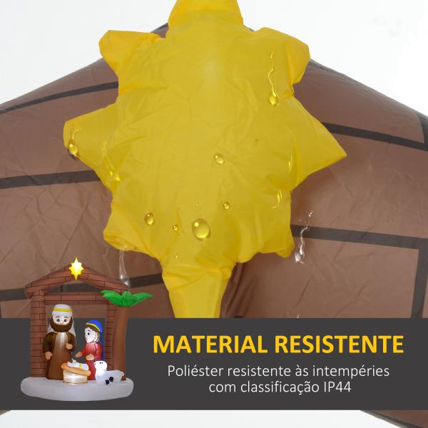 Presépio Insuflável de Natal Decoração Insuflável Natalícia com Luzes LED e Insuflador para Exterior 150x90x185 cm Multicor