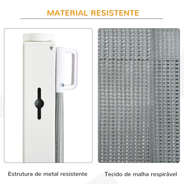 Barreira de Segurança para Cães Extensível Grade Retrátil para Animais de Estimação com Extensão Aço e Tecido de Textilene para Escadas e Portas 5,5 - 115x5,5x82,5cm Cinza