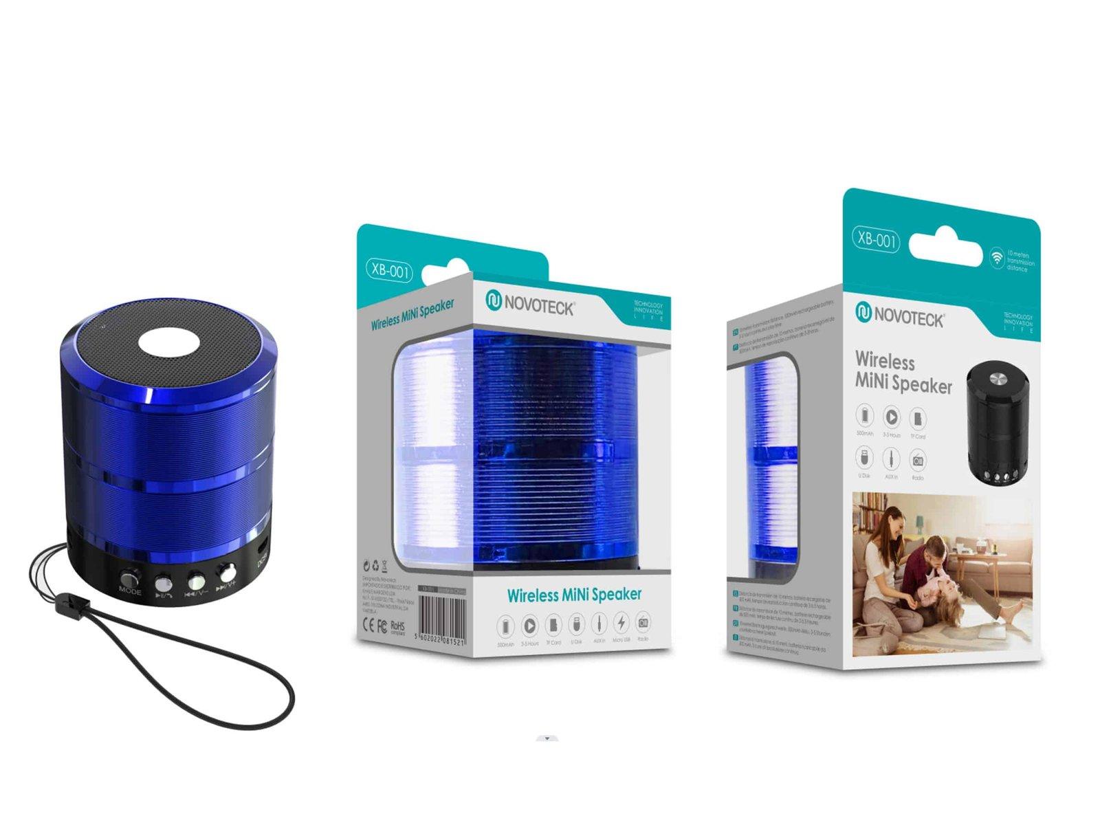 Mini Coluna Bluetooth Azul XB-001