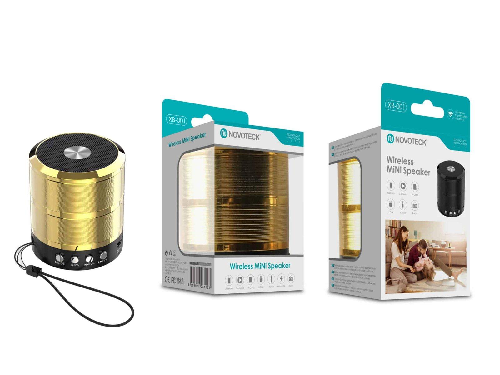 Mini Coluna Bluetooth Dourado XB-001