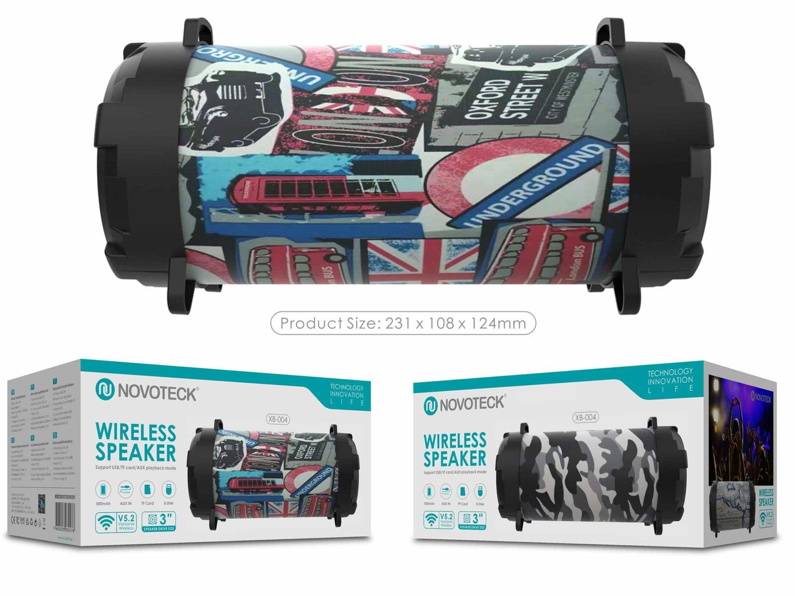 Coluna Portátil NOVOTECK XB-004 Bluetooth com Design Car – Leve o Ritmo das Ruas Consigo