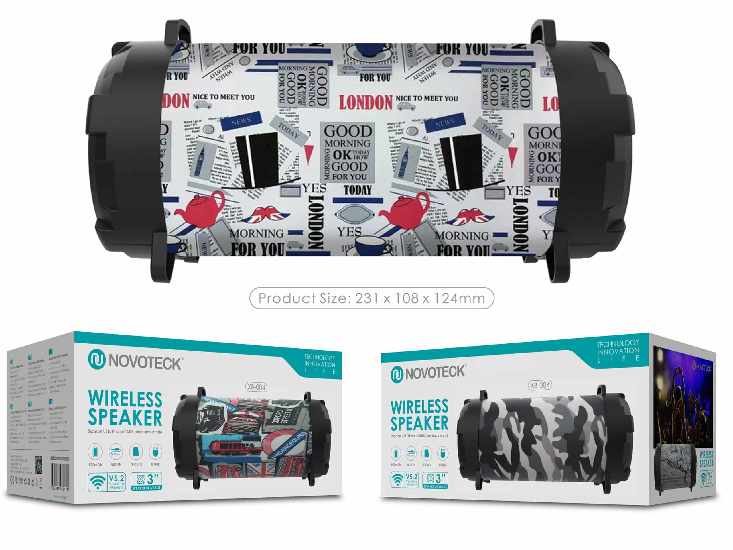Coluna Portátil NOVOTECK XB - 004 Bluetooth com Design Cup – Leve o Ritmo das Ruas Consigo