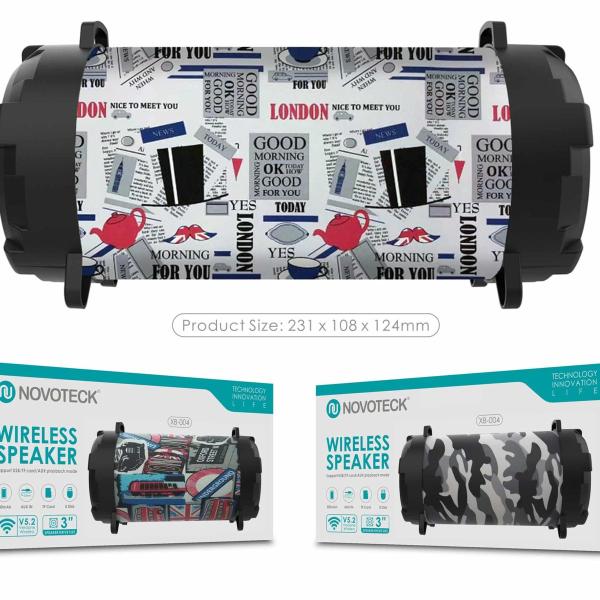 Coluna Portátil NOVOTECK XB-004 Bluetooth com Design Cup – Leve o Ritmo das Ruas Consigo