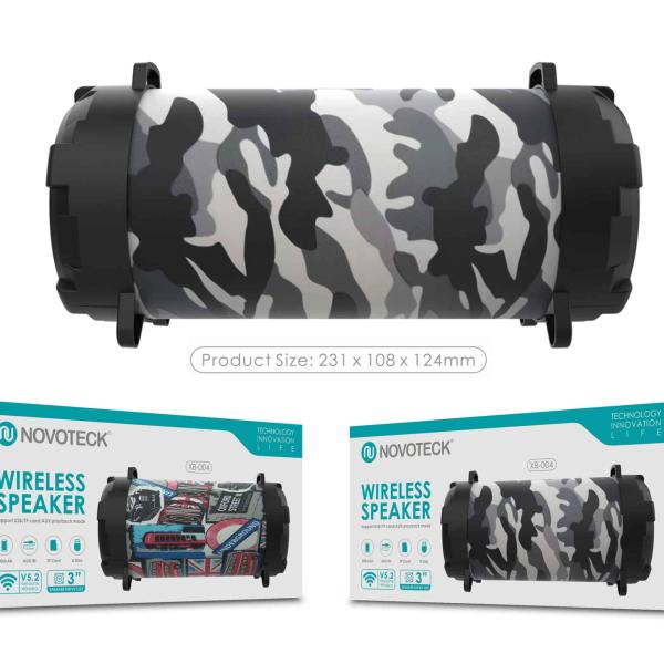 Coluna Portátil NOVOTECK XB - 004 Bluetooth com Design Tropa – Leve o Ritmo das Ruas Consigo