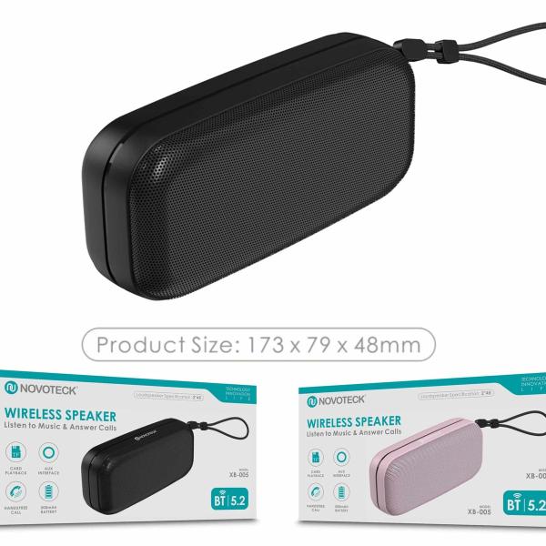 Coluna Bluetooth Portátil NOVOTECK XB-005 Negro – Som de Alta Qualidade em Qualquer Lugar