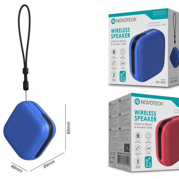 Coluna Portátil NOVOTECK XB - 006 Azul – Seu Som Pessoal em Qualquer Lugar