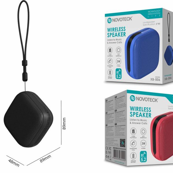 Coluna Portátil NOVOTECK XB - 006 Negro – Seu Som Pessoal em Qualquer Lugar